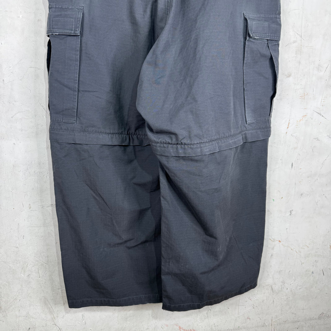 Balenciaga Grey Distressed Ripstop Convertible Cargos