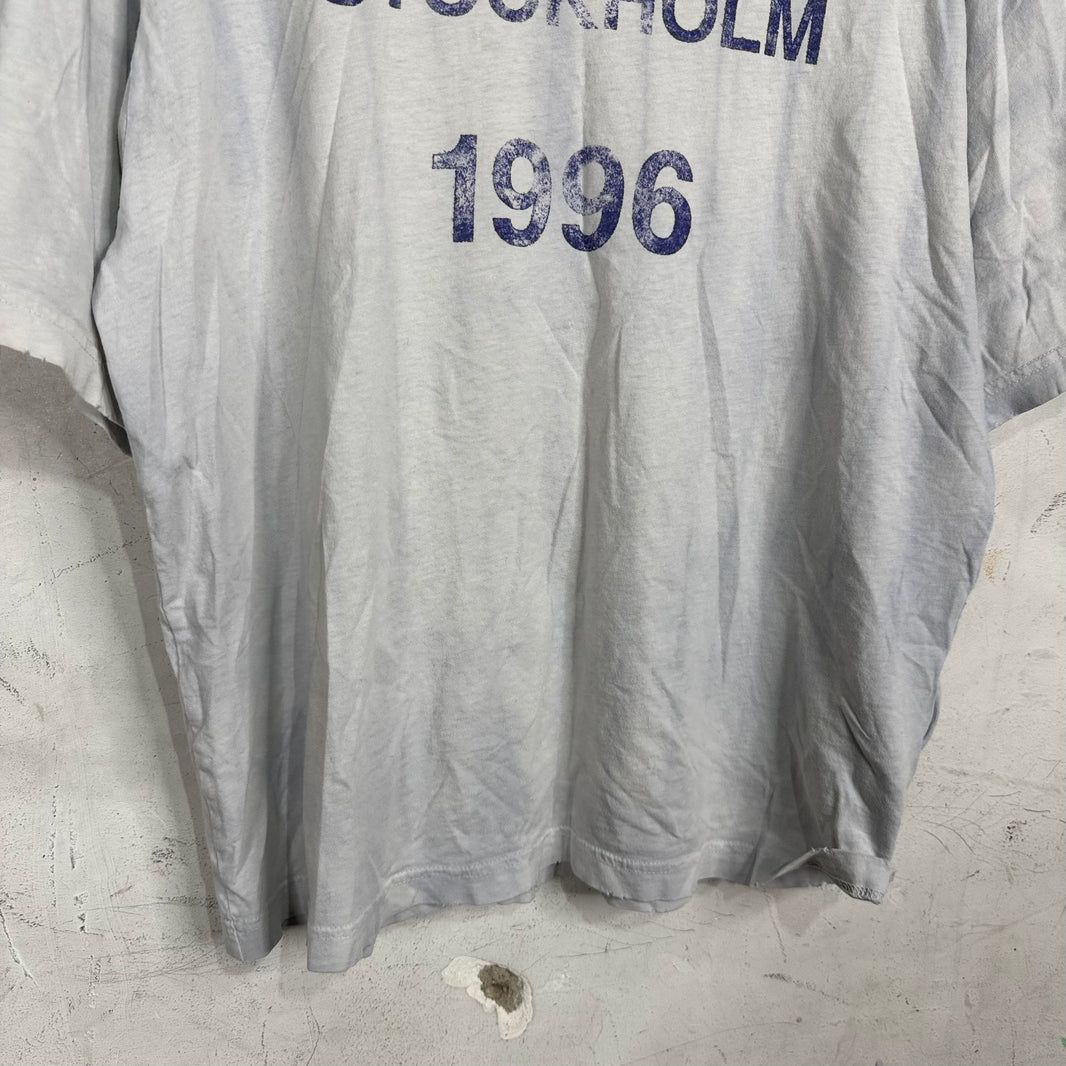Acne Studios Purple Print Stockholm Logo T-Shirt