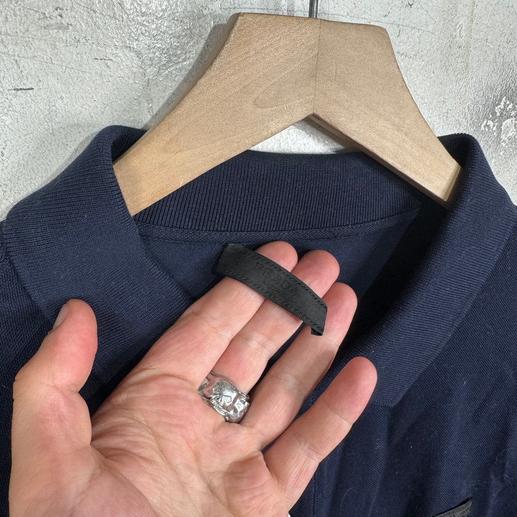 Prada Navy Badged L/S Polo