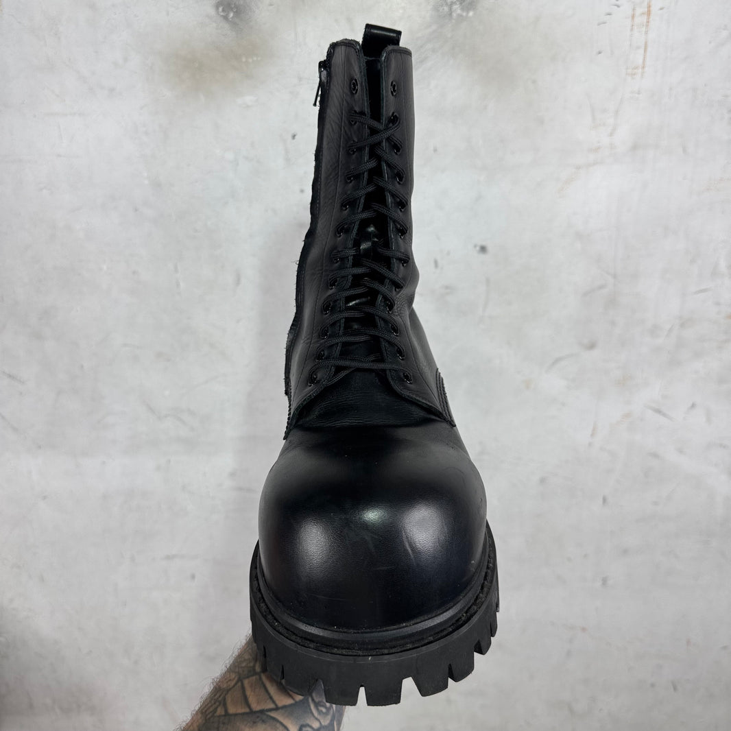 Balenciaga Black Leather Stomper Boots