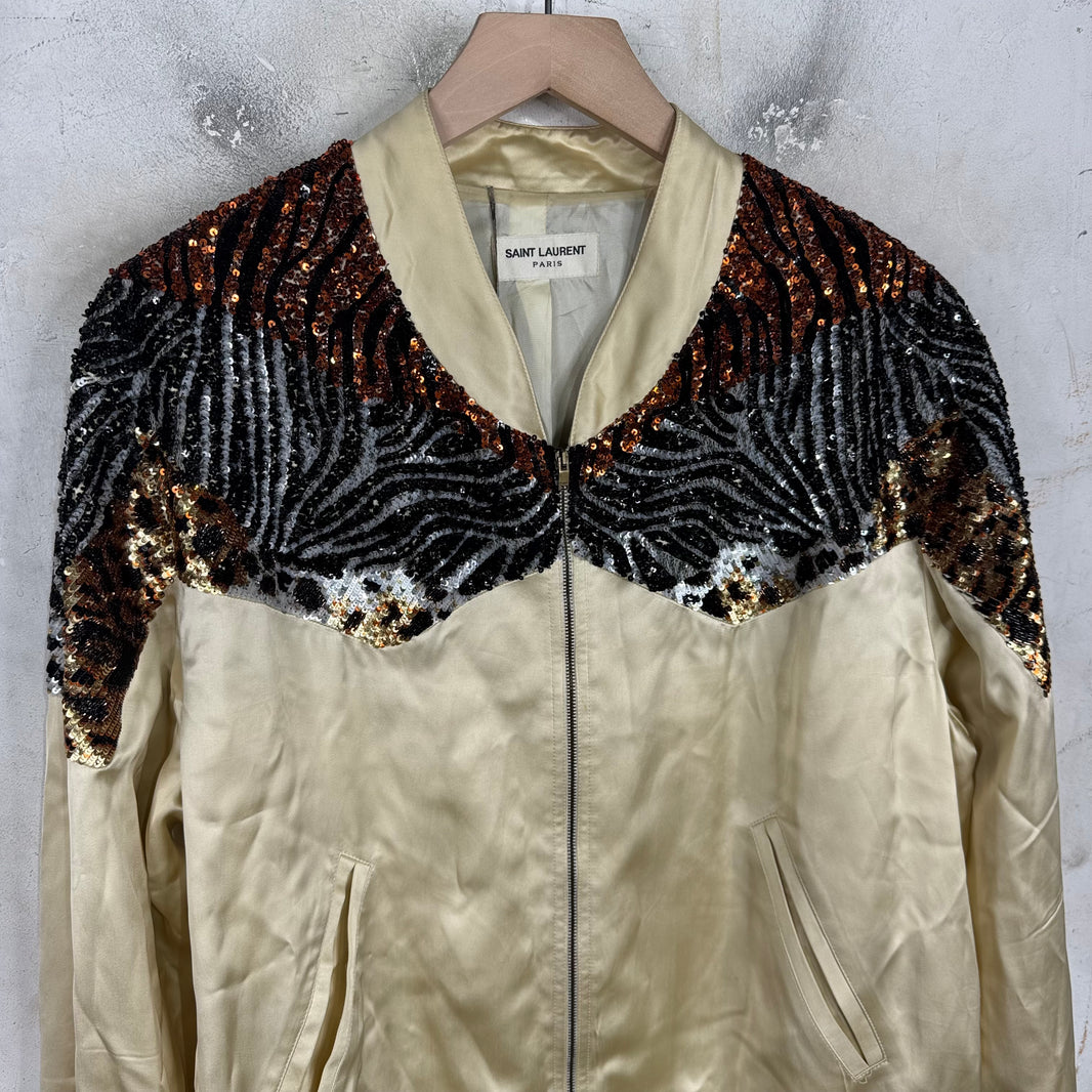 Saint Laurent Animal Sequined SatinBomber