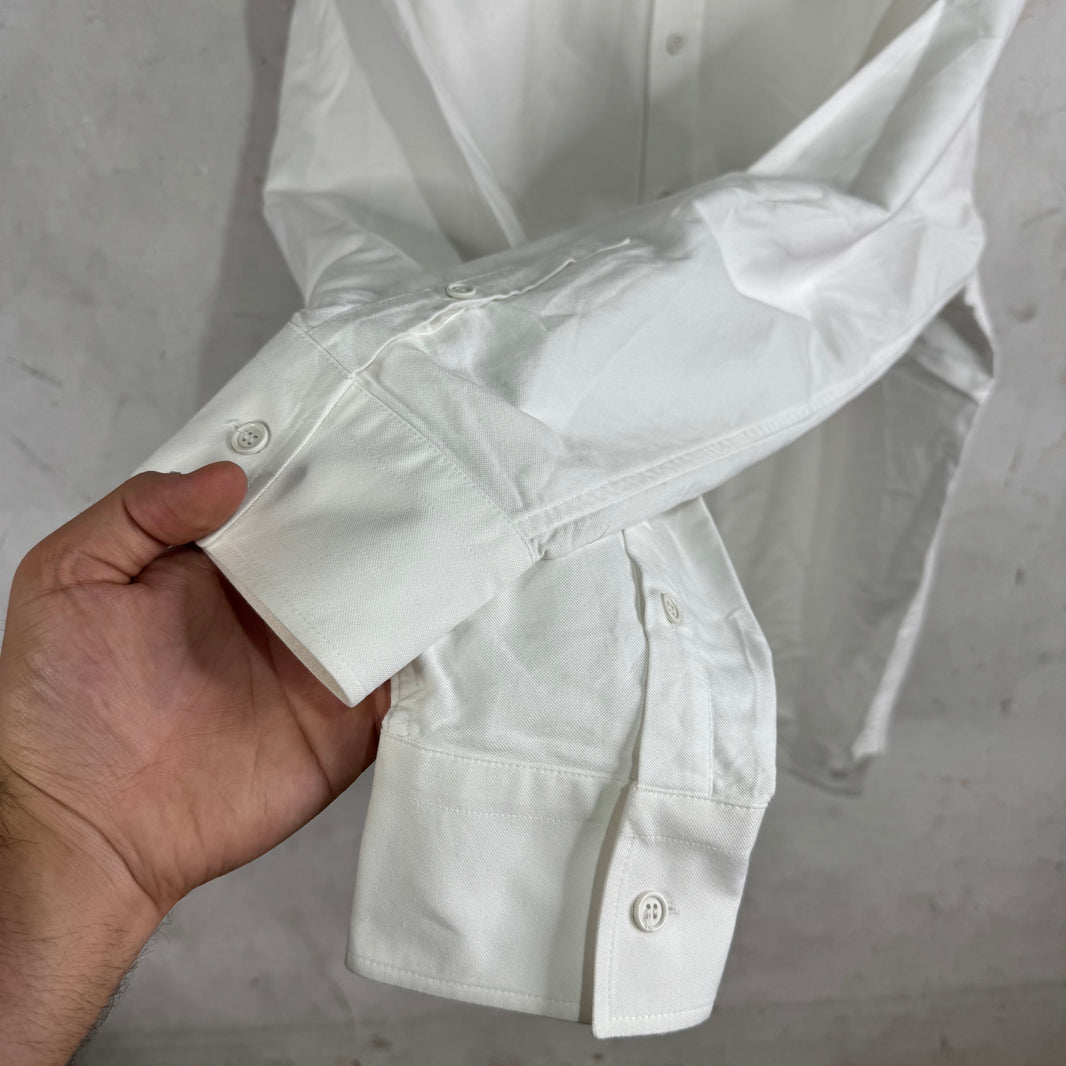 Bottega Veneta White Canvas LS Button Up