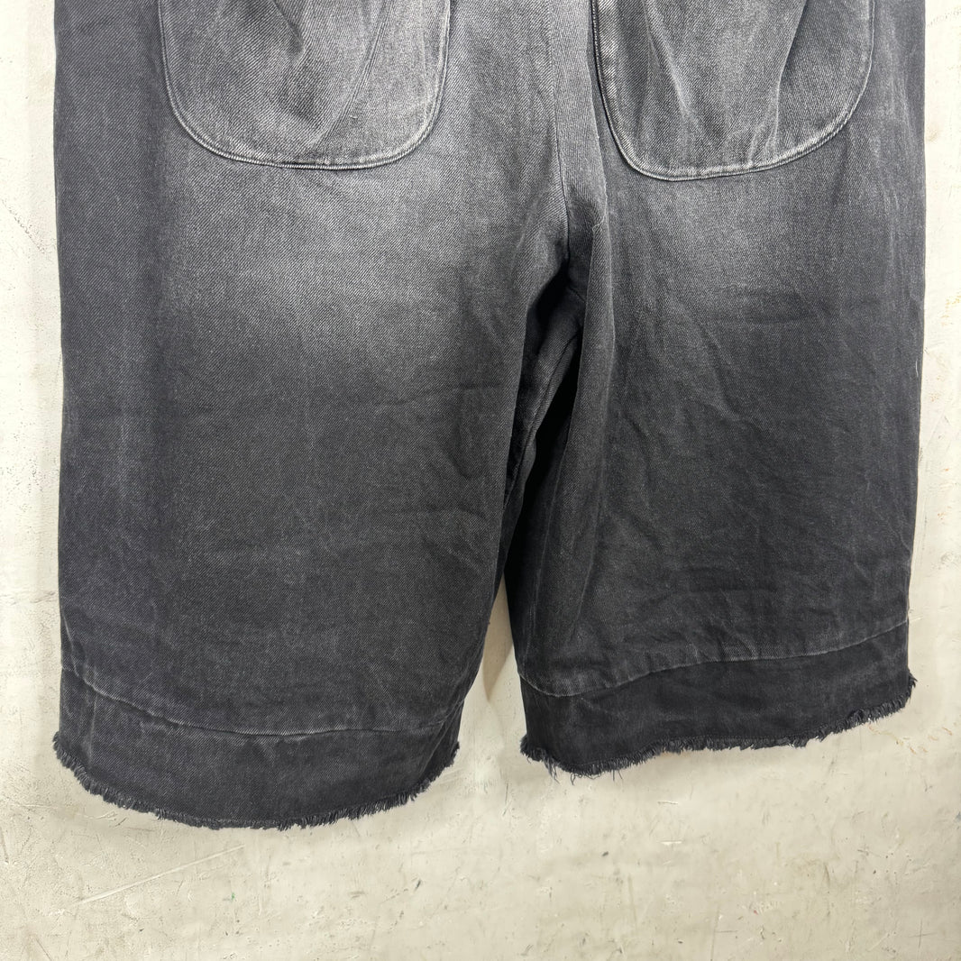 Rivington Wide Leg Pleated Long Denim Shorts