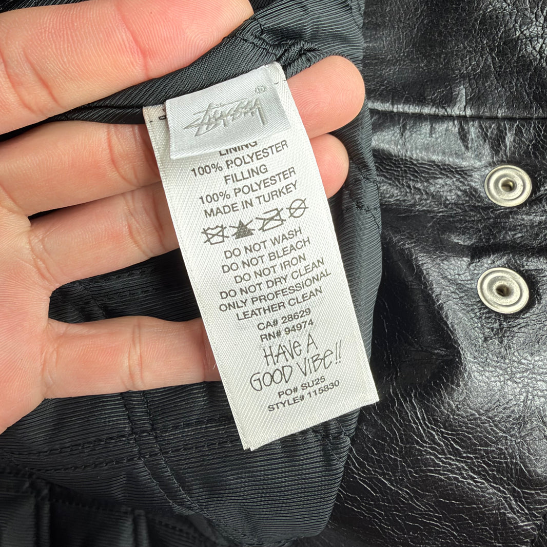Stussy Black Leather Garage Jacket