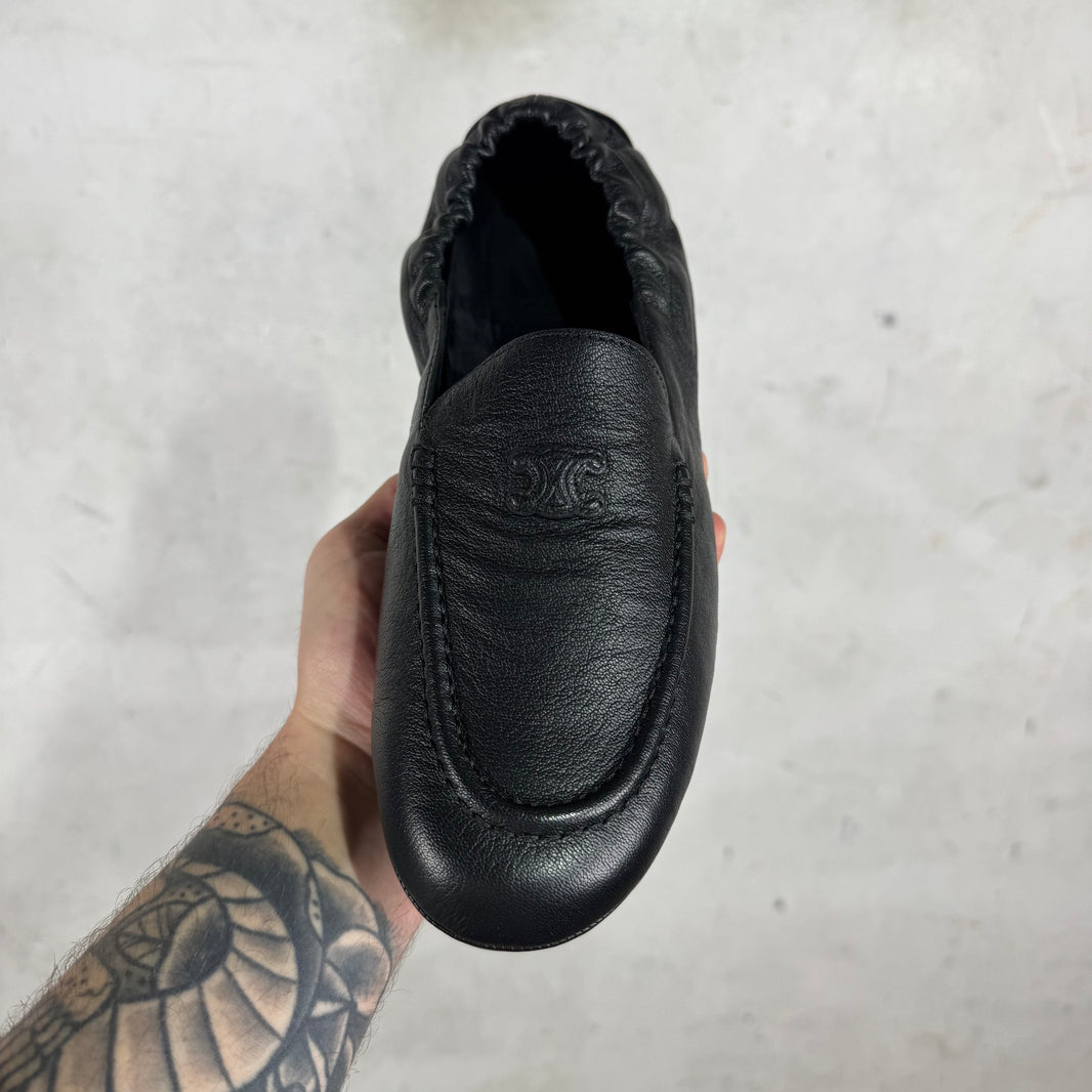 Celine Leather Triumph Slip Loafers
