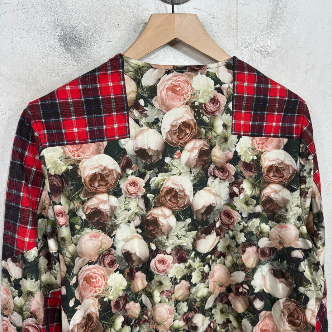 Givenchy Plaid/Floral Snap Button Up