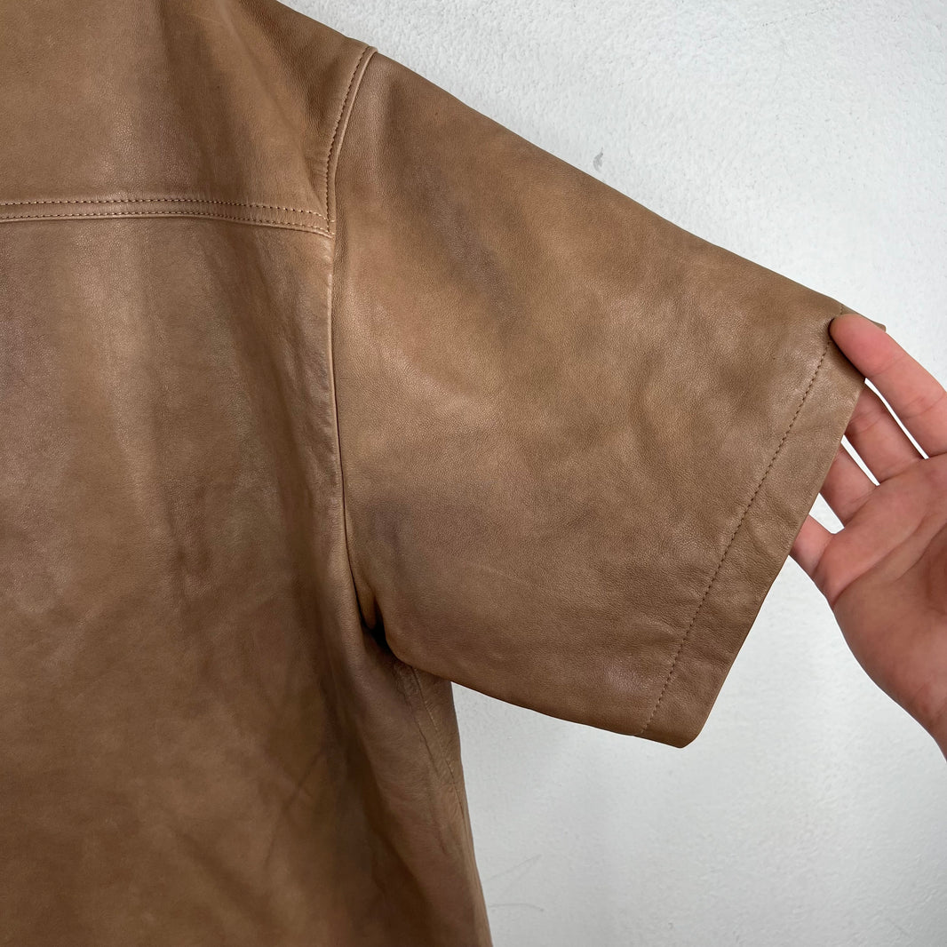 Prada Brown Nappa Lambskin Zip Shirt