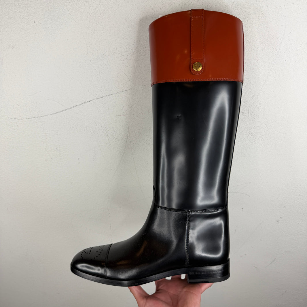 Gucci Two Tone Leather Riding Boots