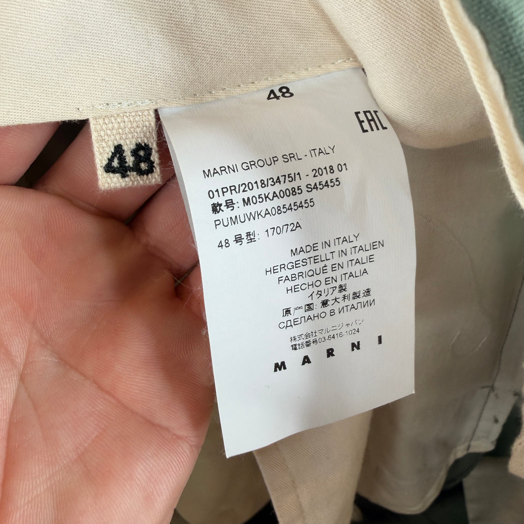 Marni Green Wool Dress Trousers