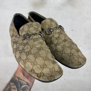 Gucci Monogram Ragazzo Horsebit Mules