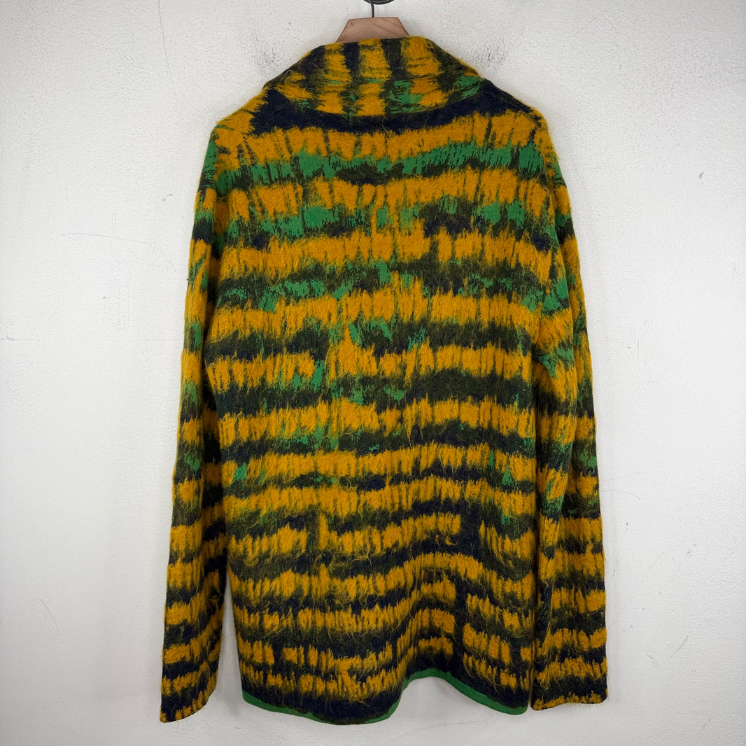Saint Laurent Yellow Mohair Striped Cardigan