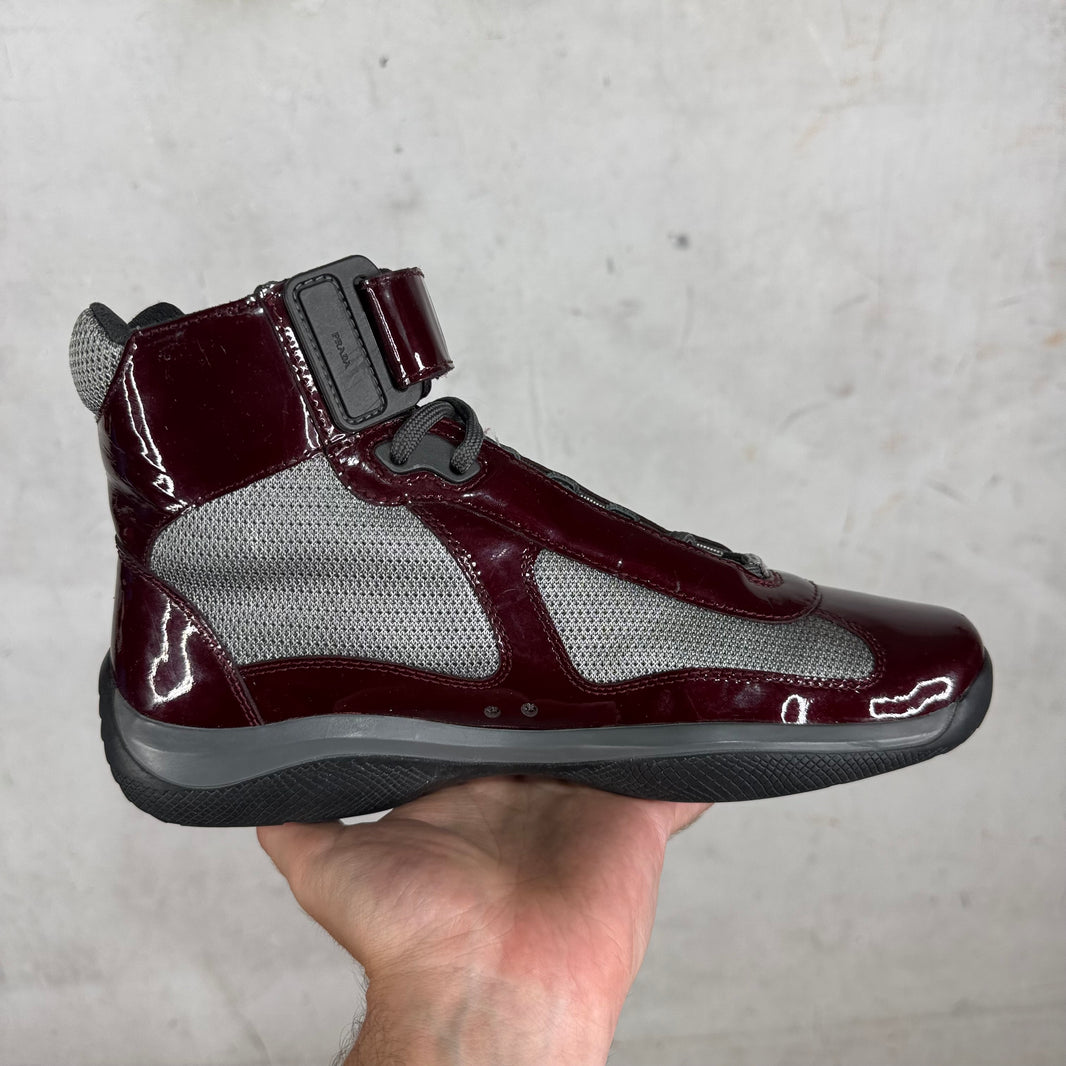 Prada Patent Burgundy High Americas Cups