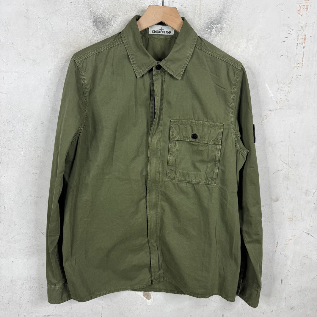 Stone Island Olive Zip Up Military Overshirt