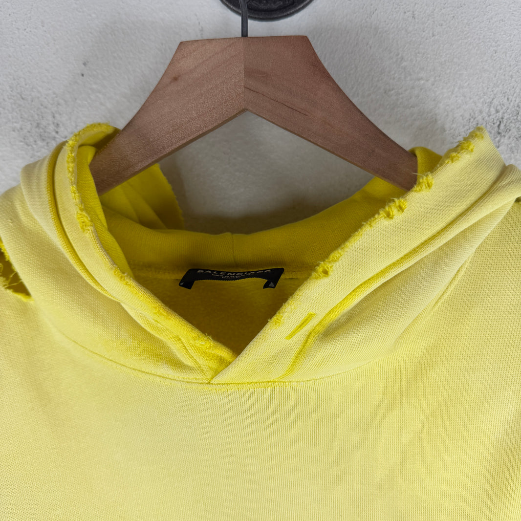 Balenciaga Sample Yellow Distressed Hoodie