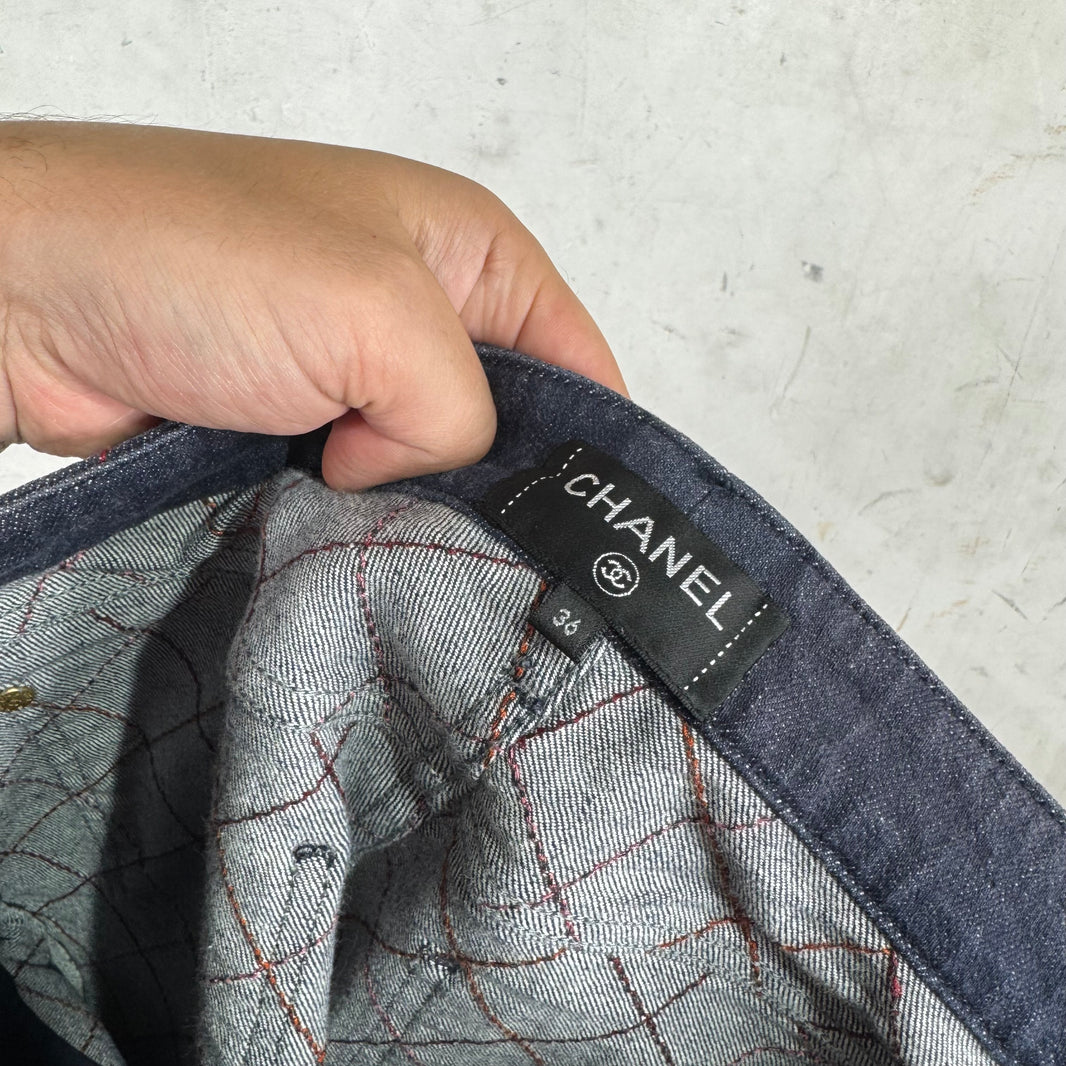 Chanel Womens Quilted Multicolor Jeans