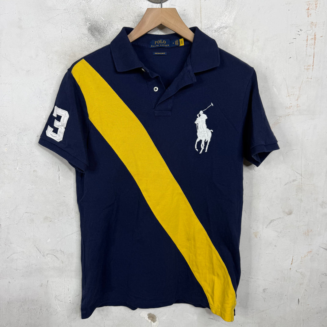 Ralph Lauren Navy Yellow Striped Big Horse Polo