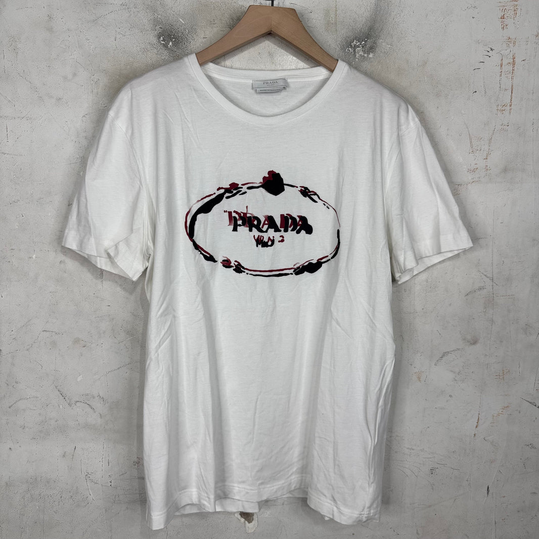 Prada Stencil Embroidered Logo T-Shirt