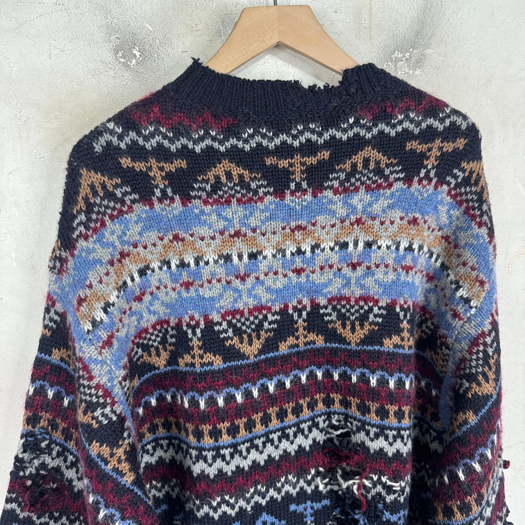 Balenciaga Sample Distressed Patterned Knit Sweater