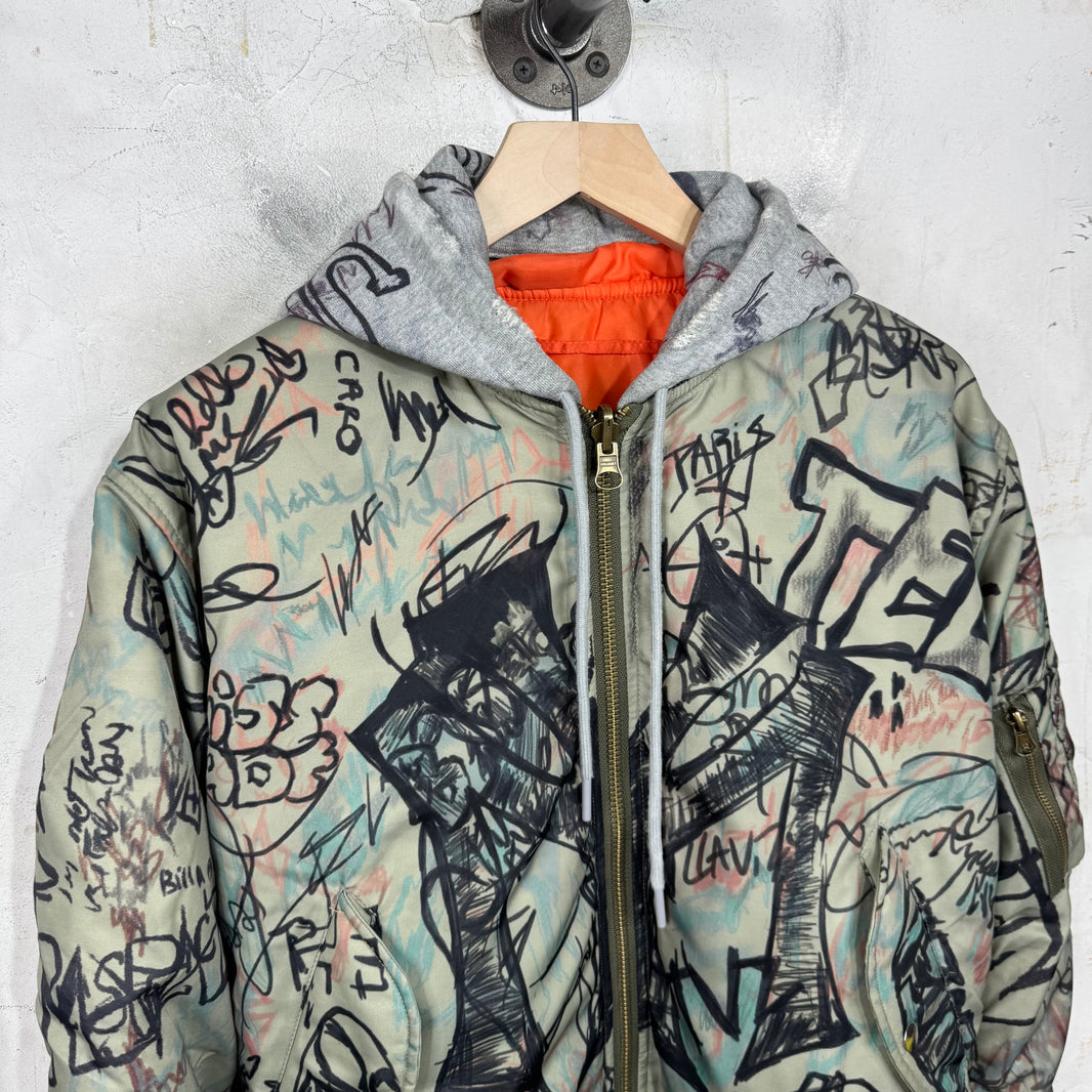 Mowalola Cropped Grafitti Bomber Jacket