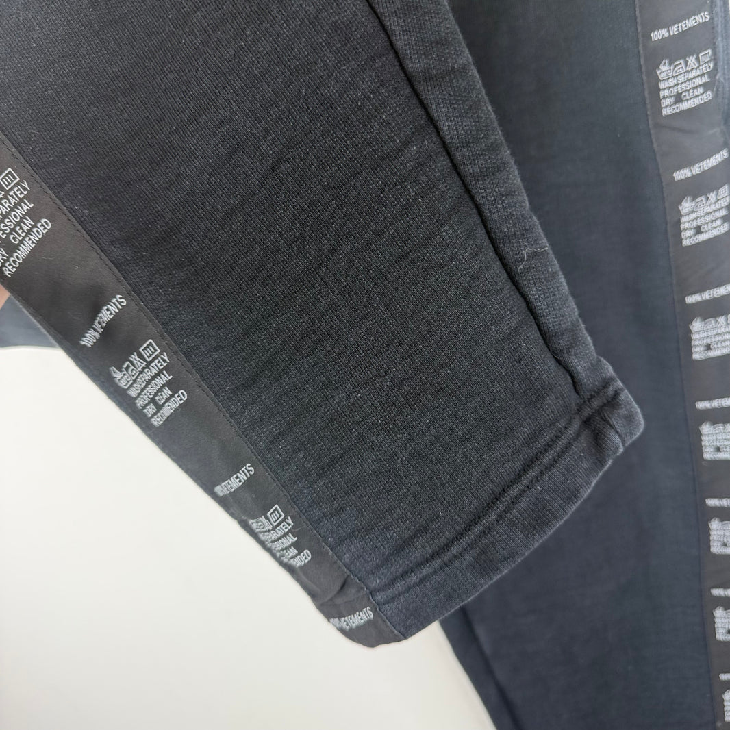Vetements Wash Instruction Seam Sweatpants