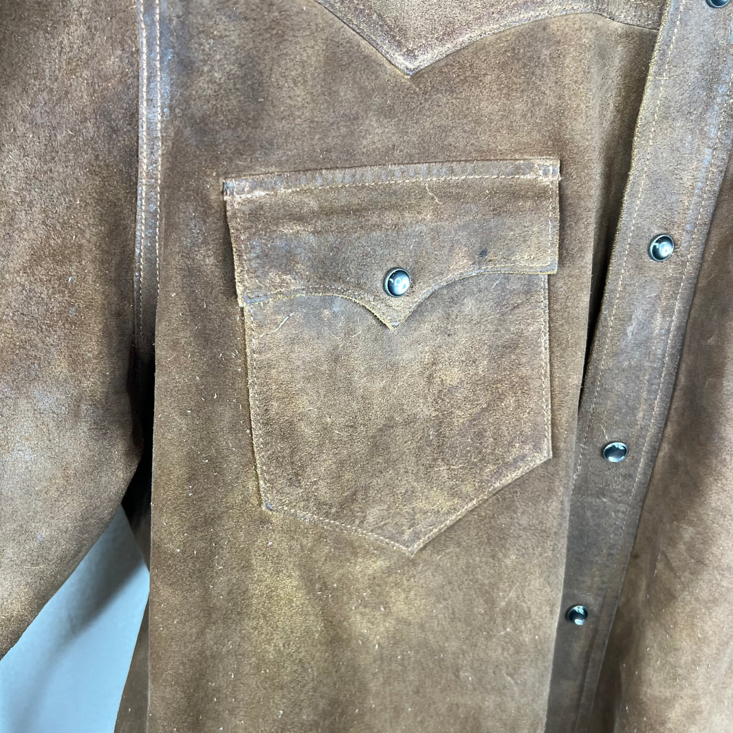 RRL Rough Out Suede Snap Button Overshirt