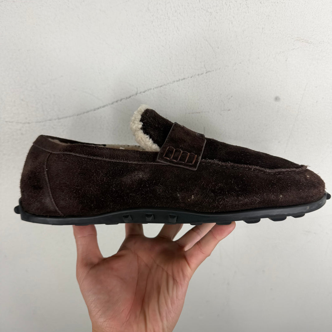Hermes Shearling Lined Lazy Loafers