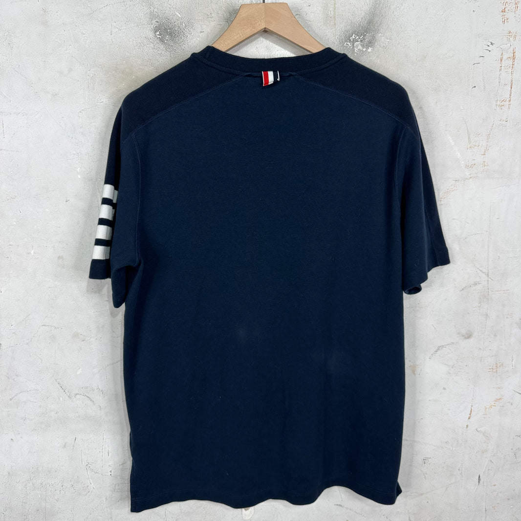 Thom Browne Navy Striped Sleeve T-Shirt