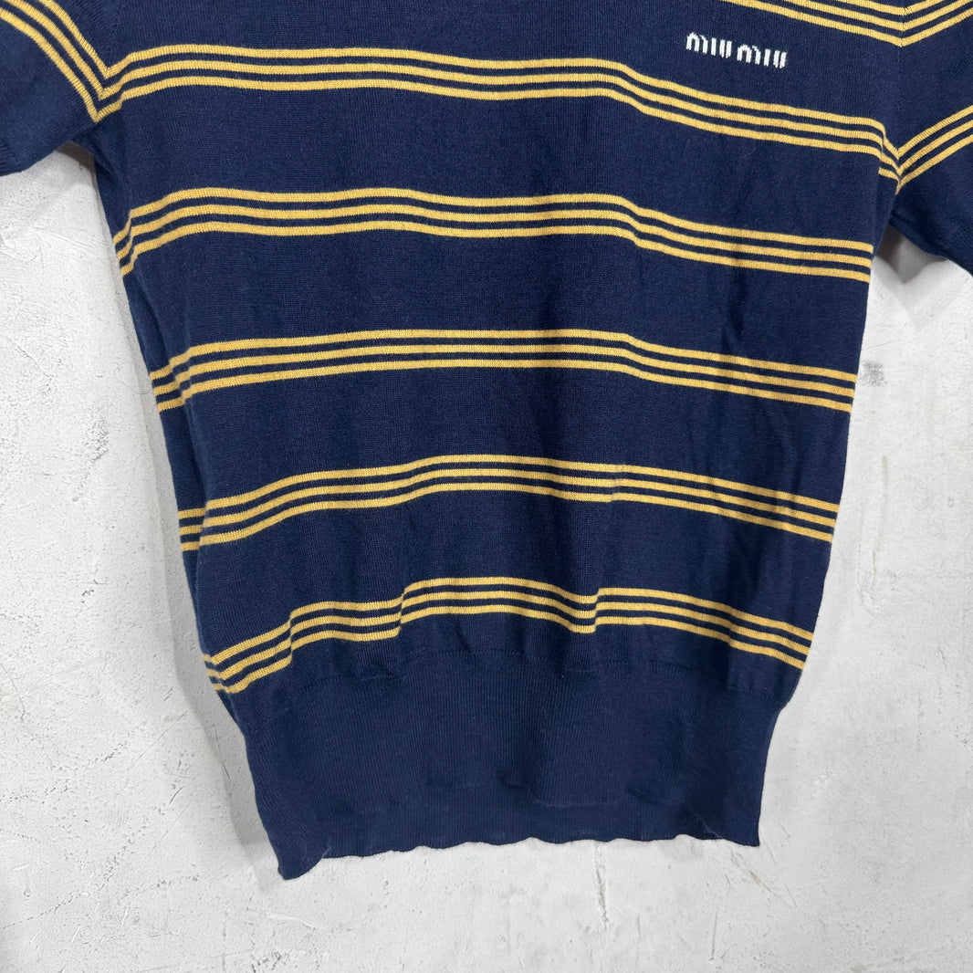 Miu Miu Striped Knitted Polo