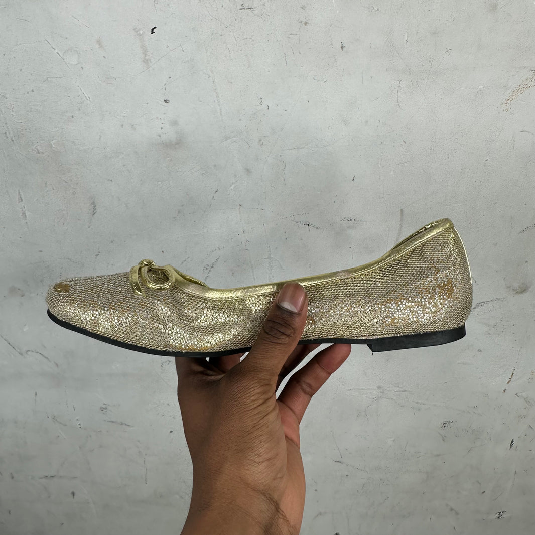 Balenciaga Gold Distressed Ballet Flat