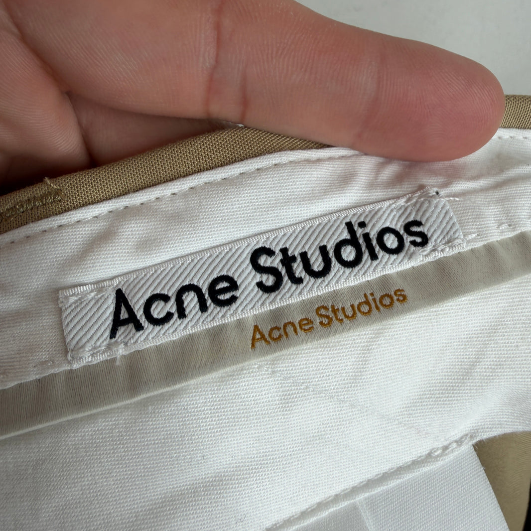 Acne Studios Baggy Wide Leg Khaki Trousers