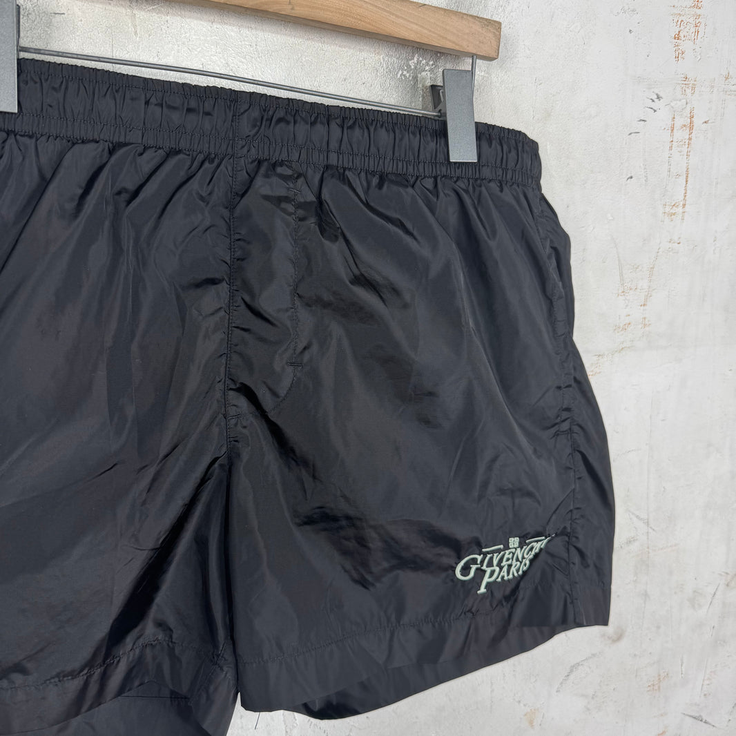 Givenchy Black Paris Logo Swim Trunks