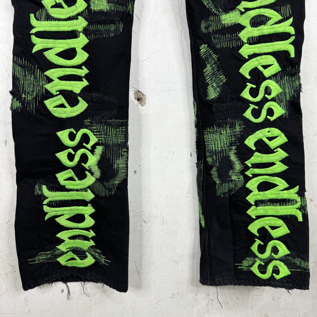 Endless Denim Black/Green Repaired Jeans
