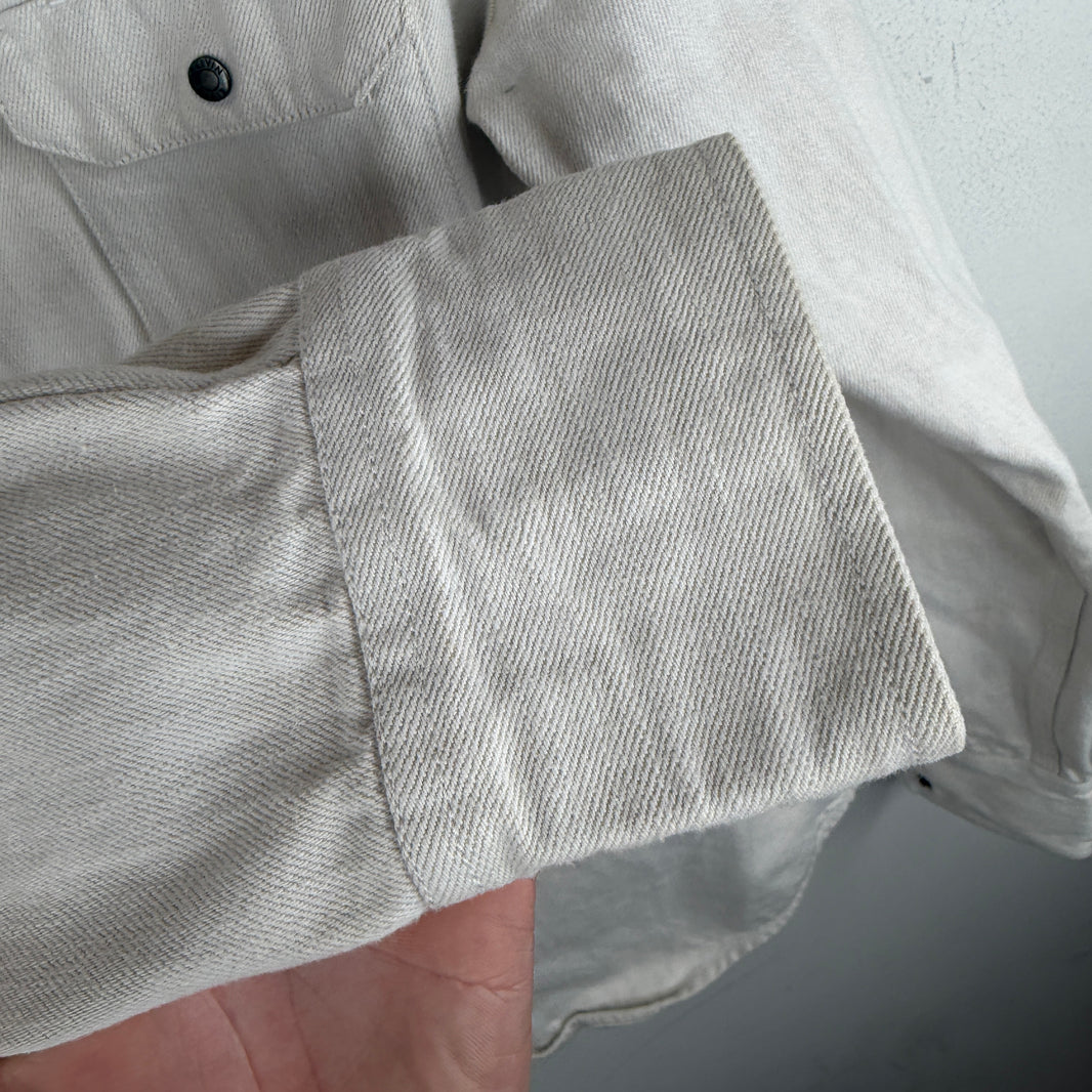 Calvin Klein 205W39NYC White Denim Snap Button Shirt