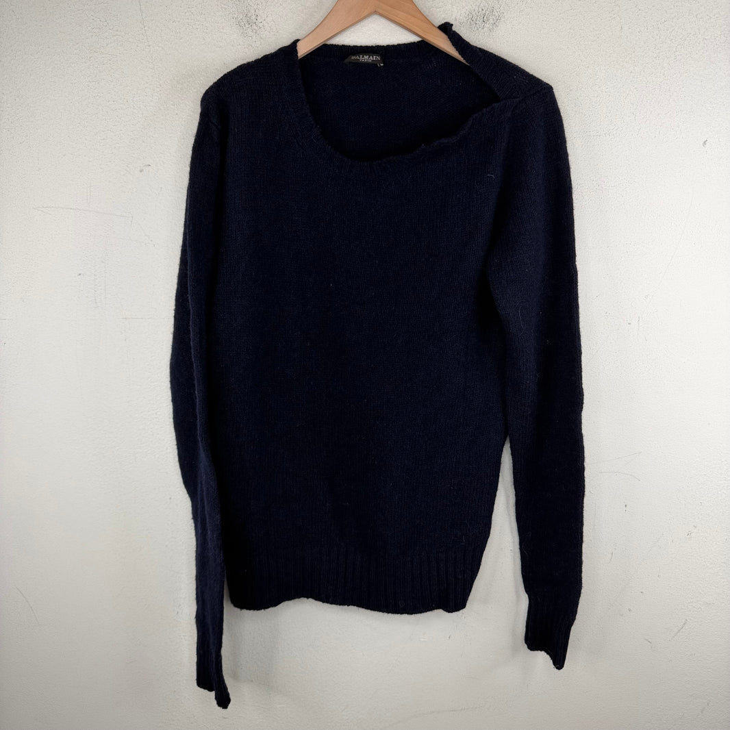 Balmain Split Neck Knit Sweater