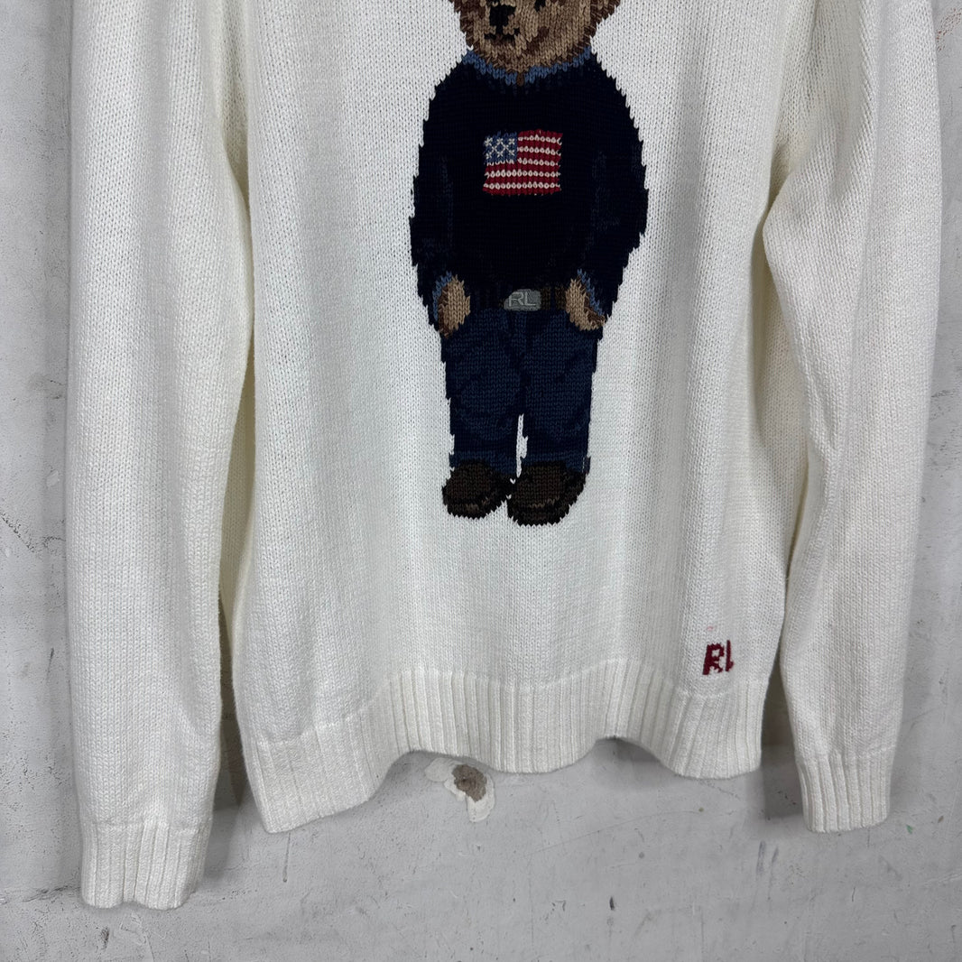 Ralph Lauren White Polo Bear Sweater