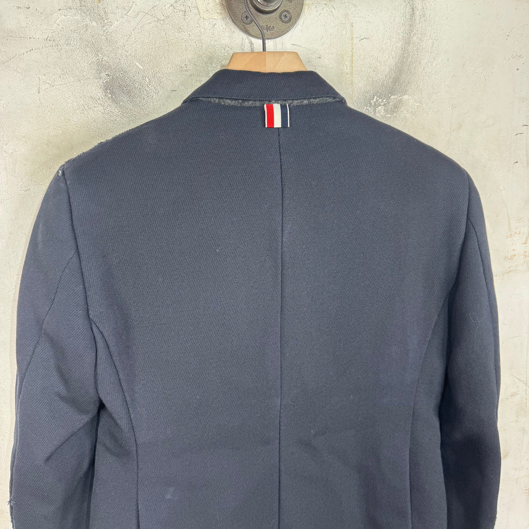 Thom Browne Navy Distressed Gold Hardware Blazer