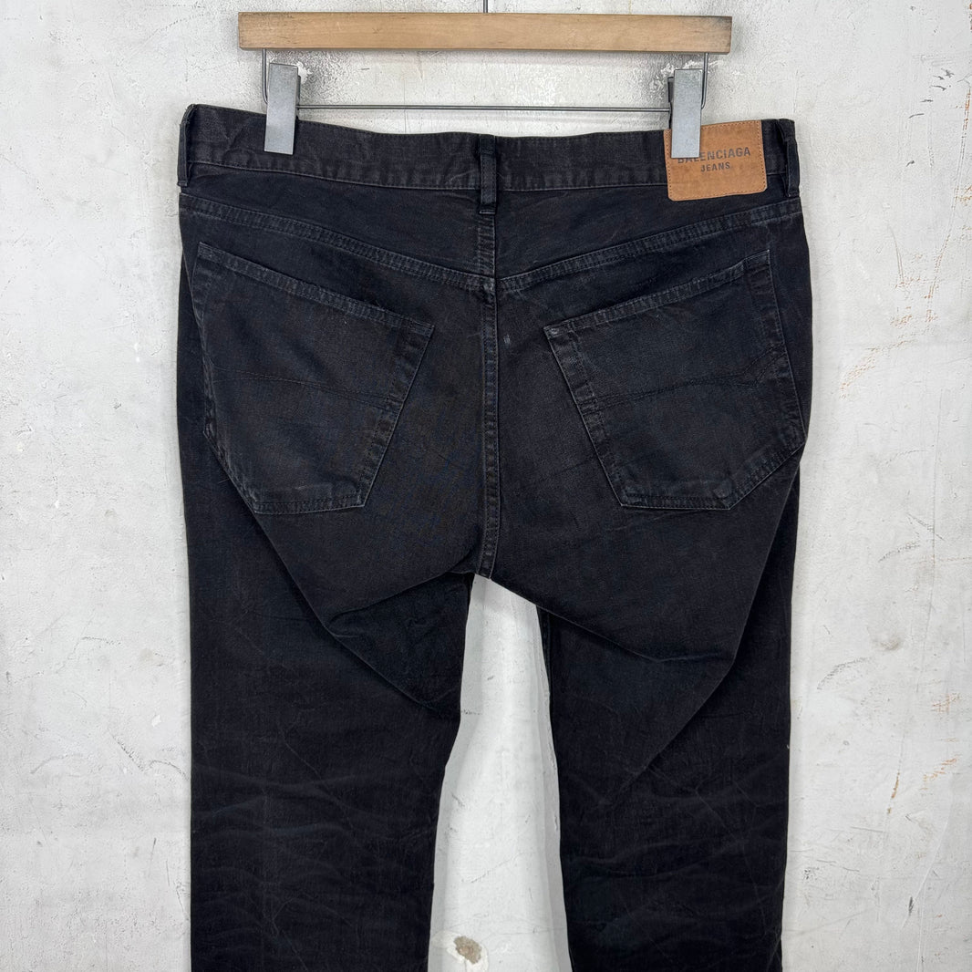Balenciaga Black Whiskered Flare Jeans
