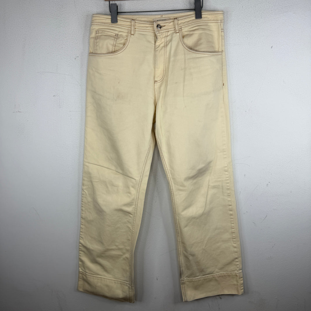 Wales Bonner Cream Contrast Stitch Trousers