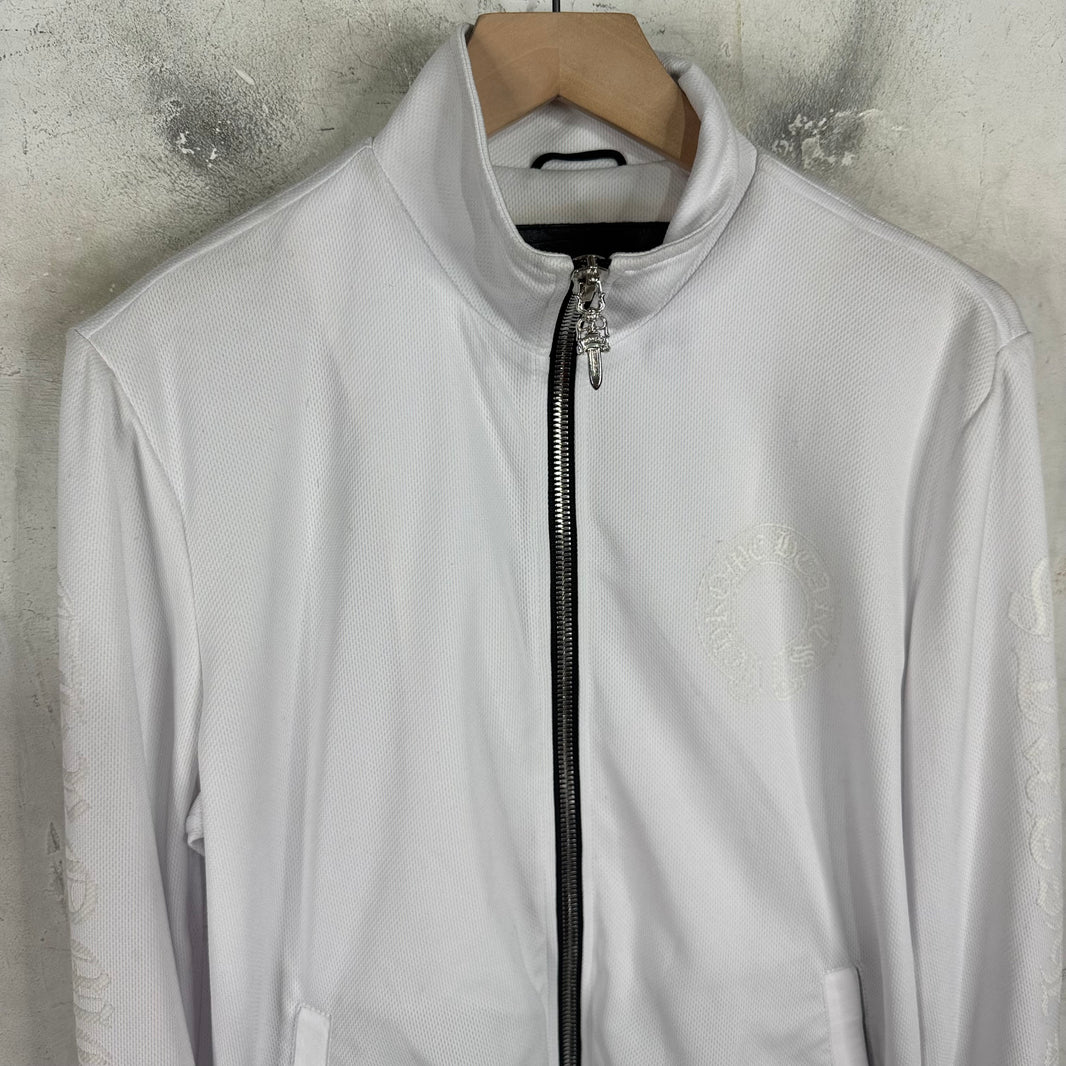 Chrome Hearts Horseshoe Script Leather Trimmed Track Jacket