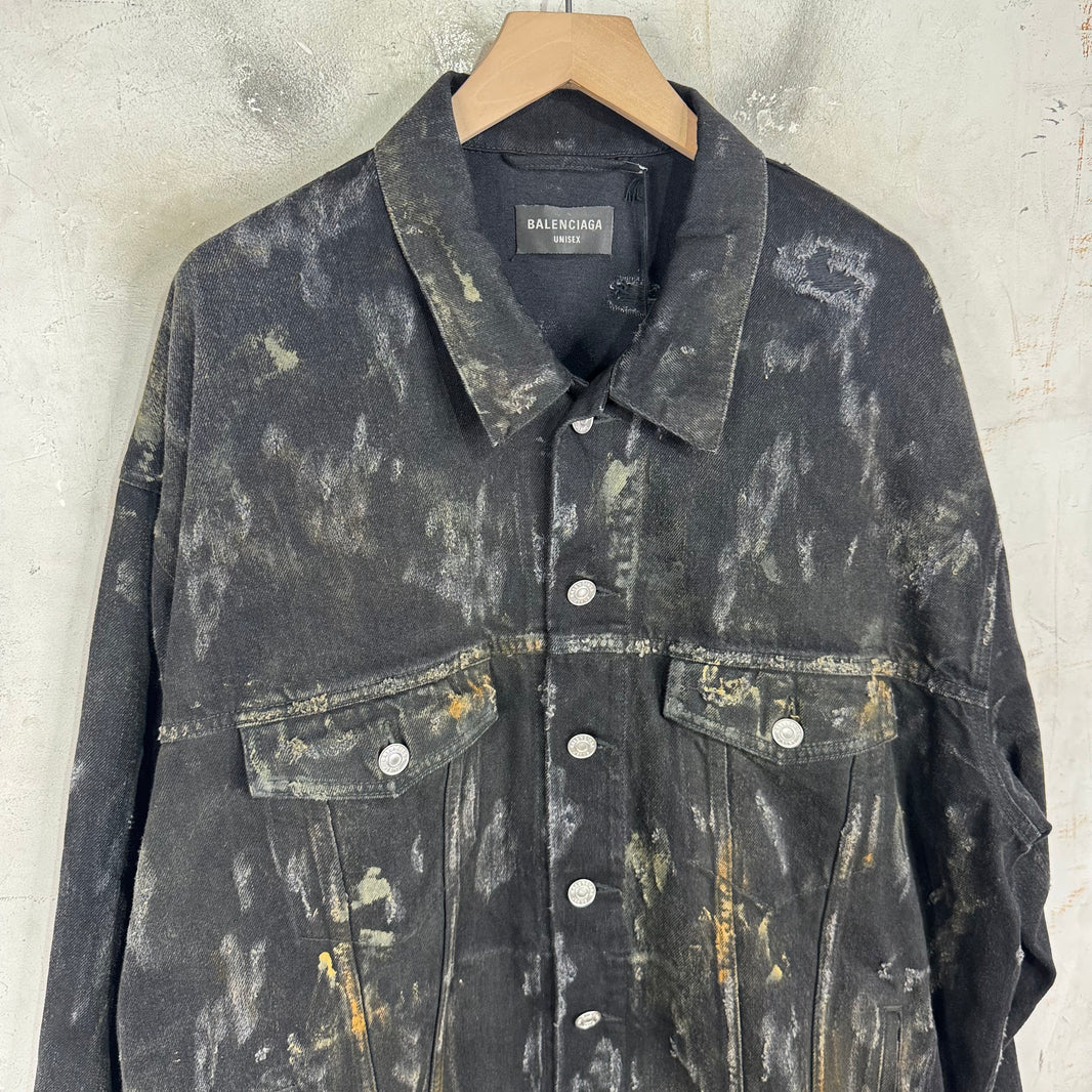 Balenciaga Mud Show Denim Trucker Jacket