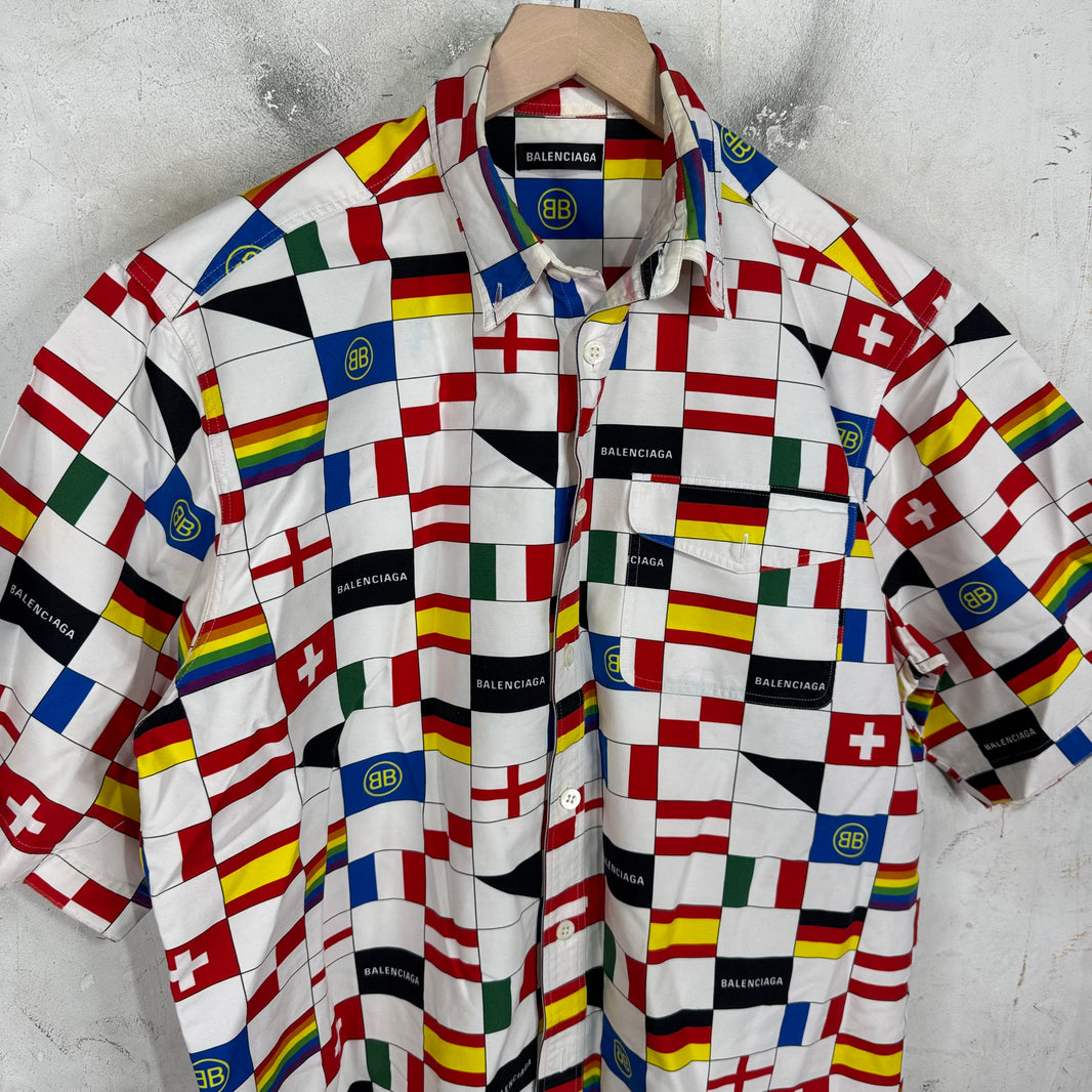 Balenciaga Flag Buttoned S/S Shirt