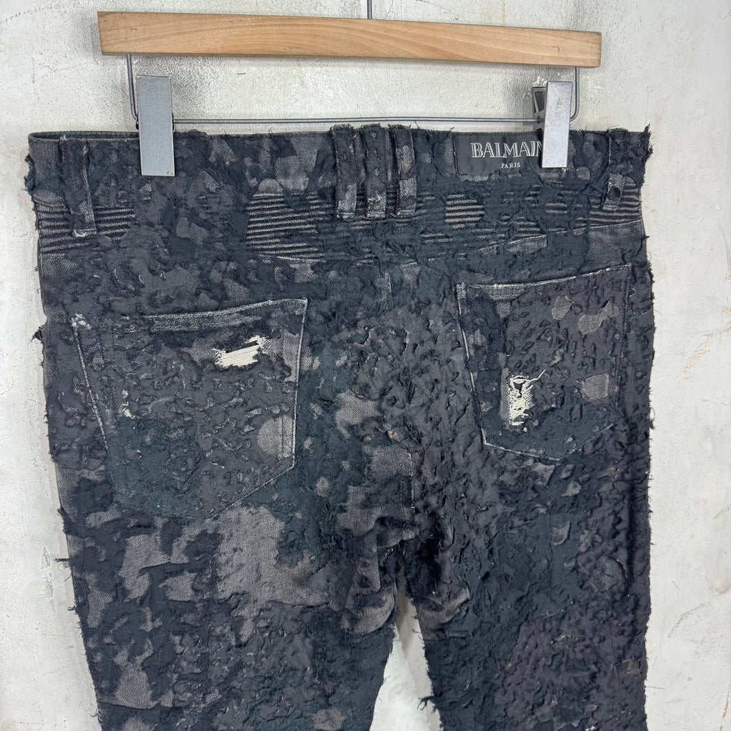 Balmain Custom Laced Boro Biker Jeans