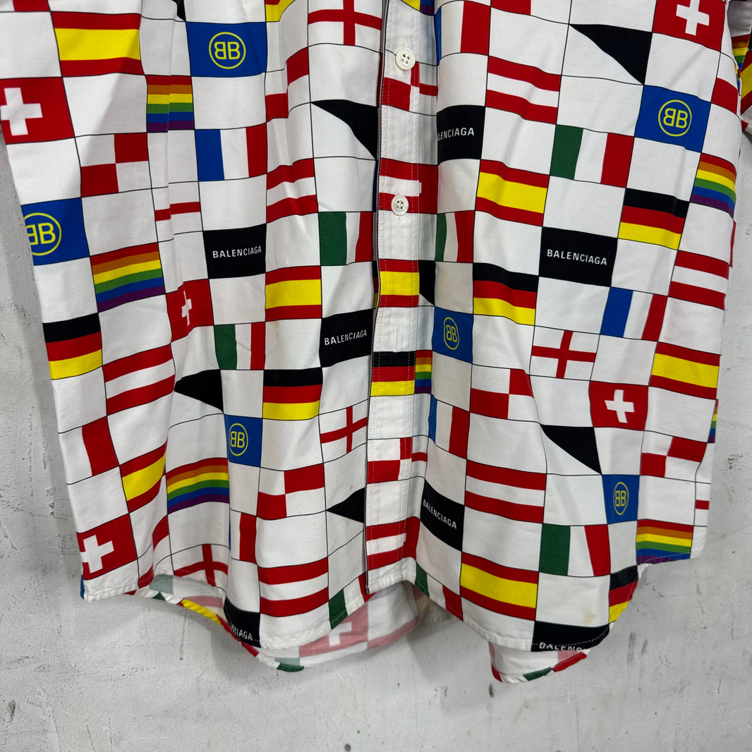 Balenciaga Flag Buttoned S/S Shirt