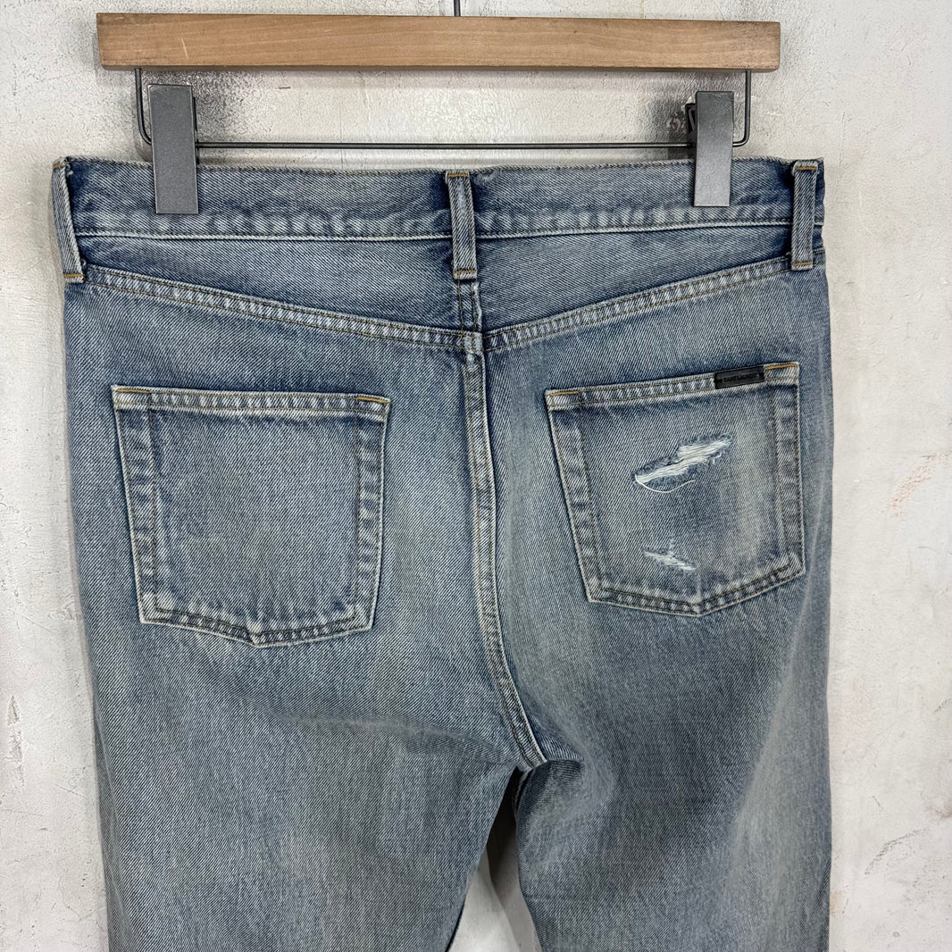 Saint Laurent Lightwash Distressed D8 Jeans