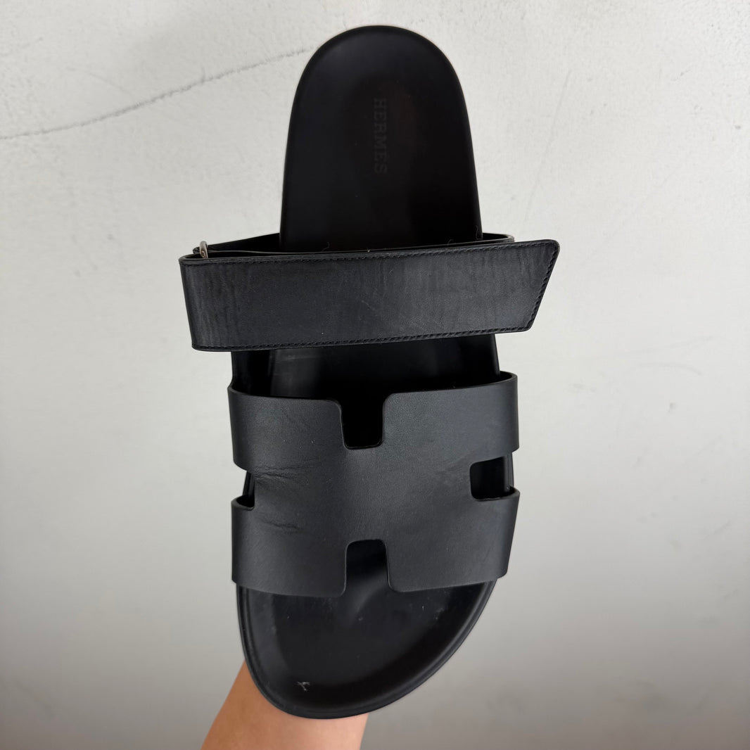 Hermes Black Chypre Sandals