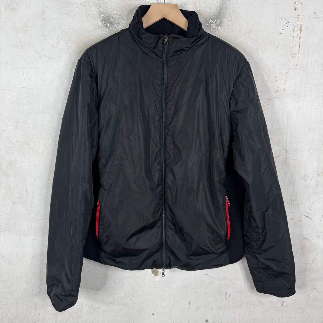 Prada Wool Lined Red Zipper Nylon Jacket