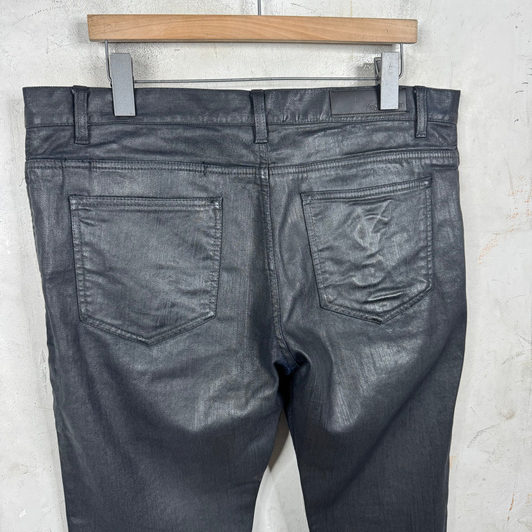 YSL Black Waxed Blue Jeans