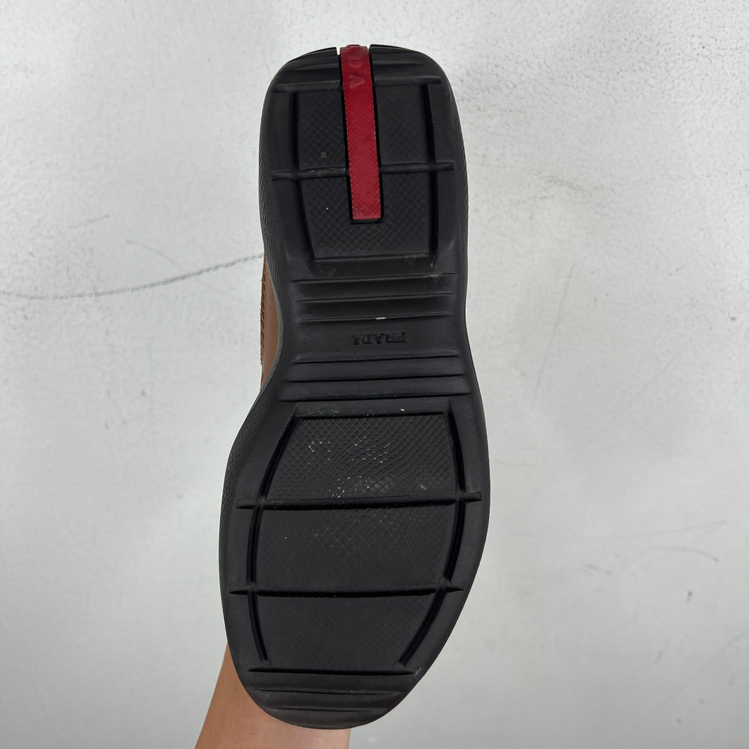 Prada Brown Leather Americas Cup Sneakers