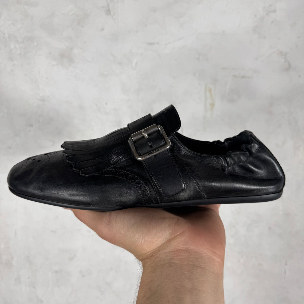 Prada Shuffle Fringed Monk Strap Shoes