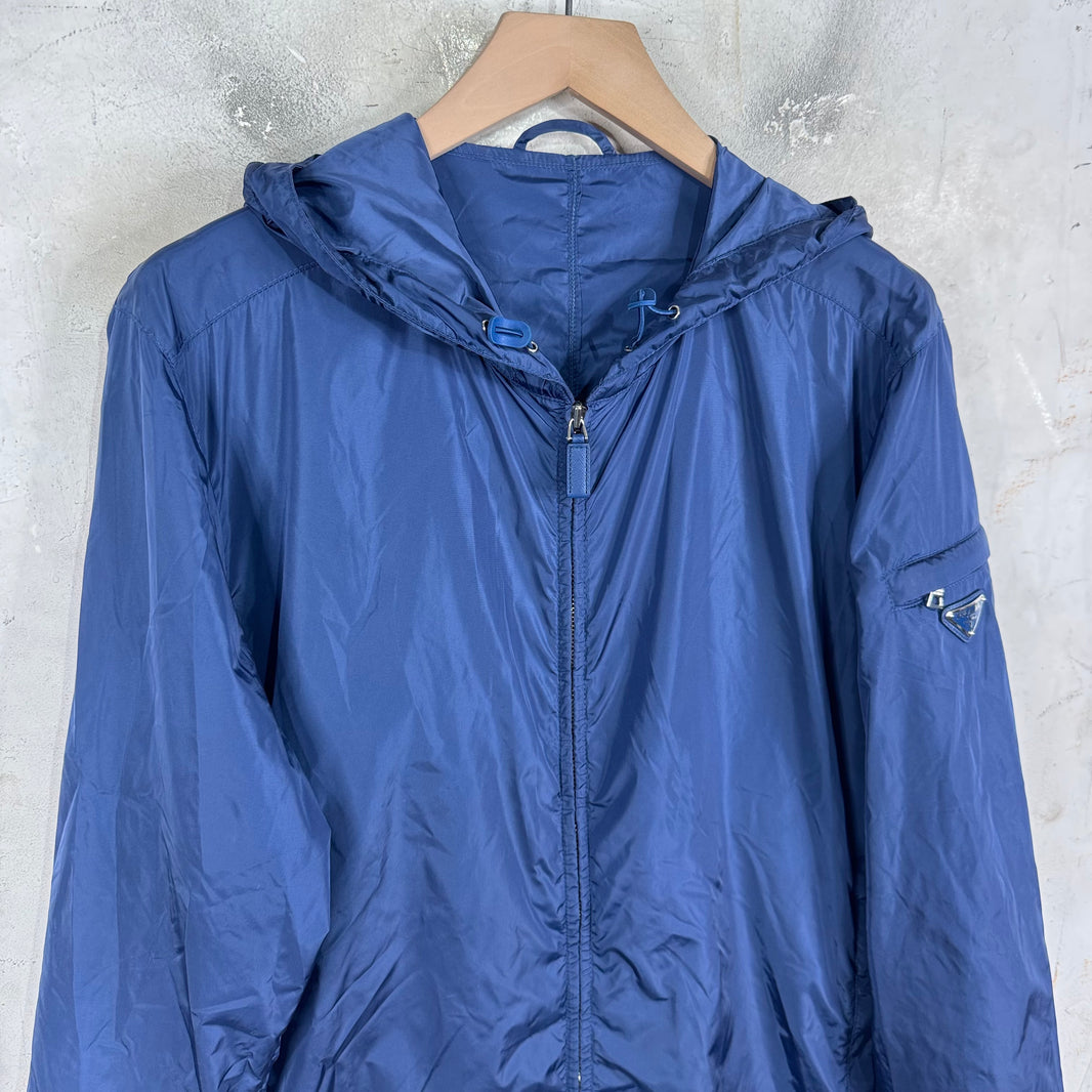 Prada Renylon Plaqued Navy Track Jacket